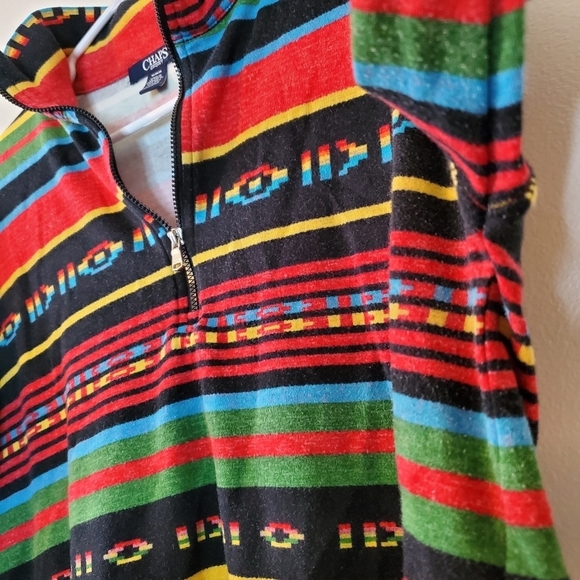 Womens Chaps Aztec Southwestern Quarter Zip Cotton Shirt size medium - Picture 7 of 12